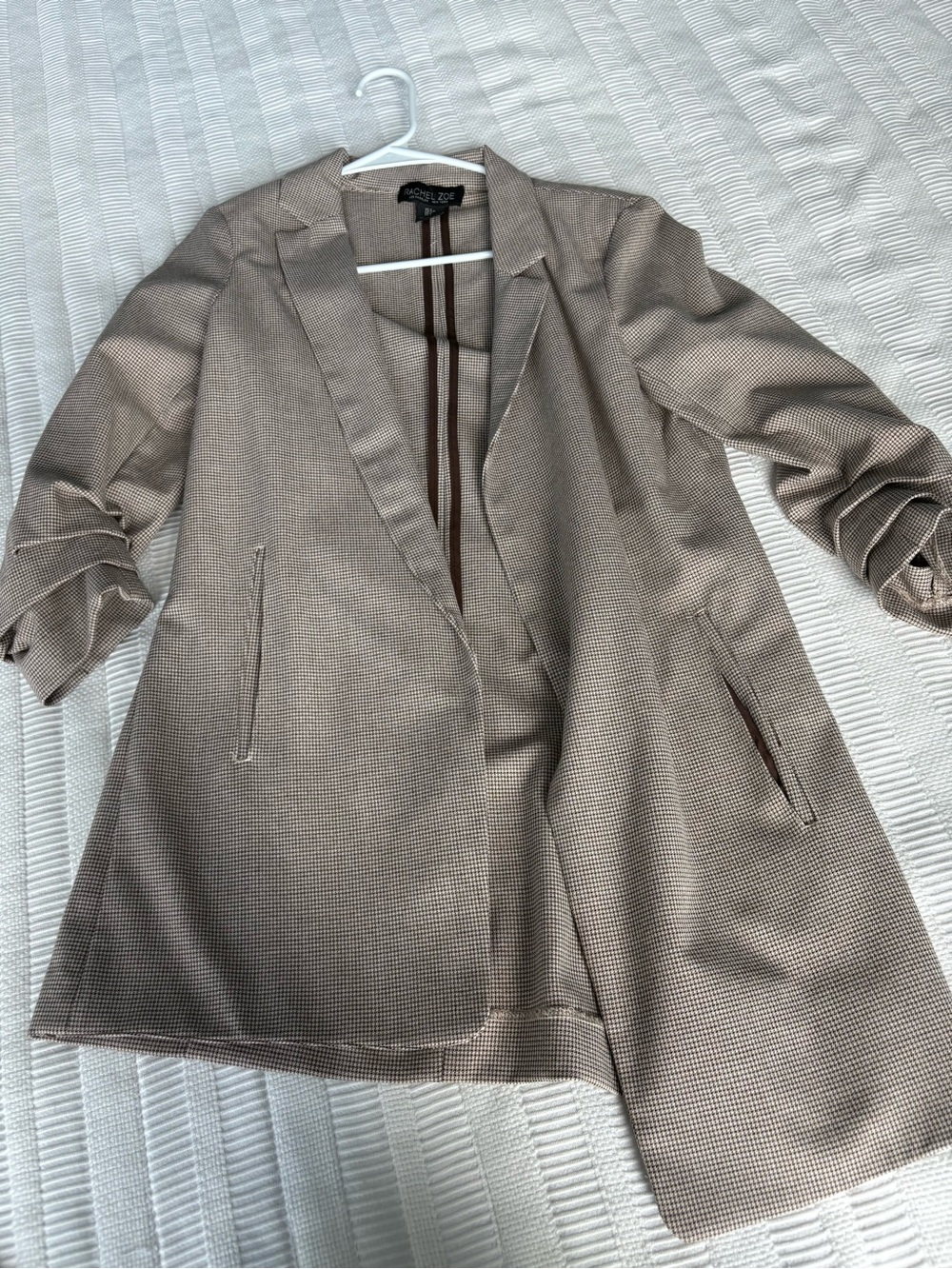 Rachel Zoe Taupe Houndstooth Blazer